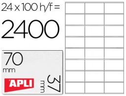 CJ100 hojas A4 2400 etiquetas adhesivas Apli 01273 70x37mm. ILC